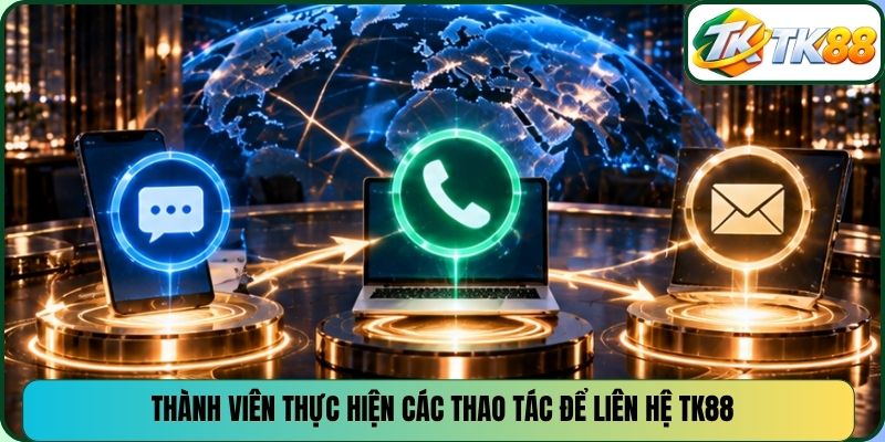 Thành viên thực hiện các thao tác để liên hệ TK88